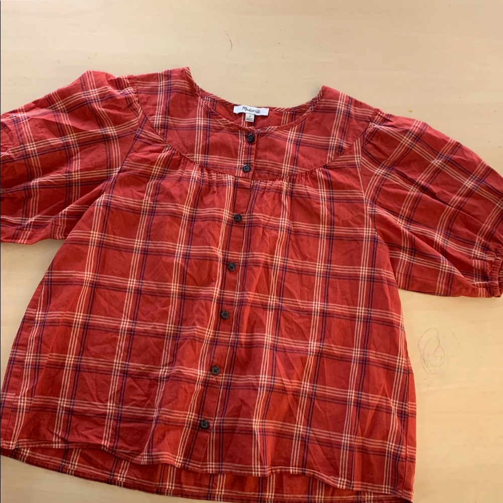 Madewell plaid buttoned shirt sz M - Picture 4 of 7